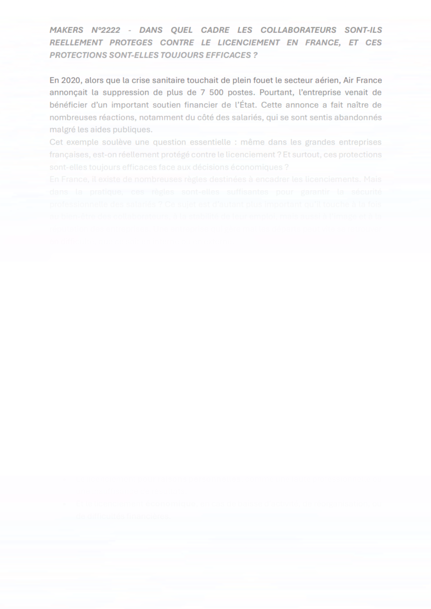 Dans quel cadre les collaborateurs sont-ils reellement proteges contre le licenciement en france, et ces protections sont-elles toujours efficaces ?